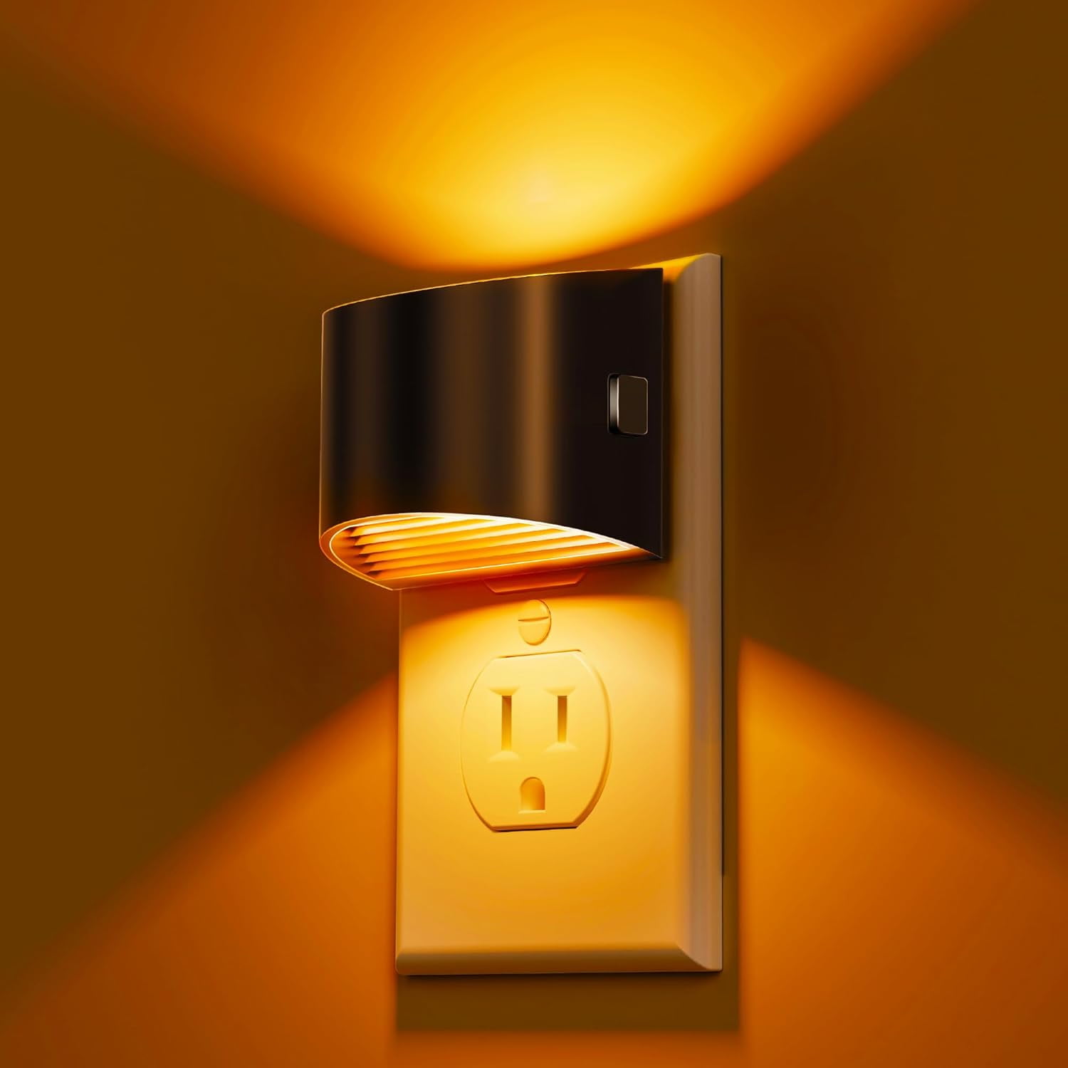 Night Light 2 Pack, Night Lights Plug into Wall, Dusk to Dawn Sensor Nightlight, 3 Level Brightness Adjustable, 1600K Amber Light, Mood Lighting
