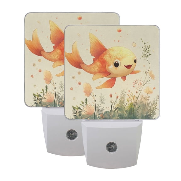 Night Light 3x4.5x1.4In LED Sensor Night Light Instruction Bedroom Baby Room Stairway Hallway Entry Night Light Adorable Goldfish