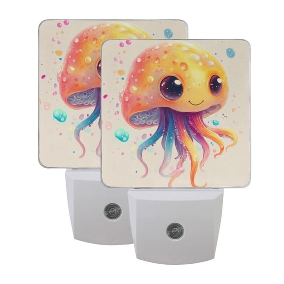 Night Light 3x4.5x1.4In LED Sensor Night Light Instruction Bedroom Baby Room Stairway Hallway Entry Night Light Adorable Yellow Jellyfish
