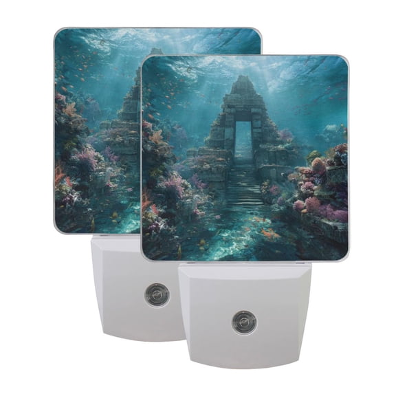 Night Light 3x4.5x1.4In LED Sensor Night Light Instruction Bedroom Baby Room Stairway Hallway Entry Night Light Ancient Temple Ice Castle