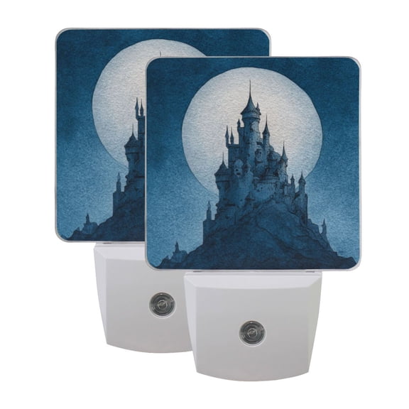 Night Light 3x4.5x1.4In LED Sensor Night Light Instruction Bedroom Baby Room Stairway Hallway Entry Night Light Beautiful Blue Castle
