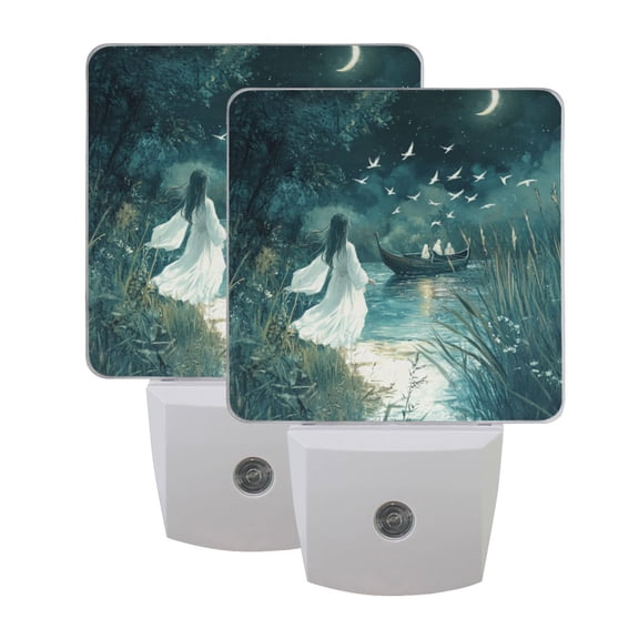 Night Light 3x4.5x1.4In LED Sensor Night Light Instruction Bedroom Baby Room Stairway Hallway Entry Night Light Beautiful Blue Moon