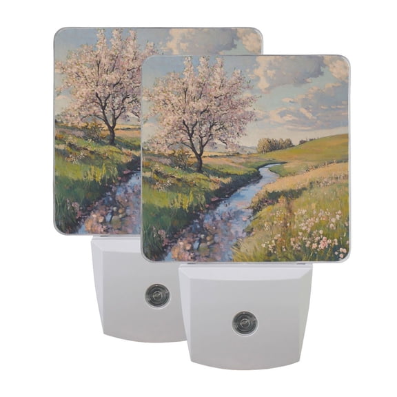 Night Light 3x4.5x1.4In LED Sensor Night Light Instruction Bedroom Baby Room Stairway Hallway Entry Night Light Beautiful Spring Scenery