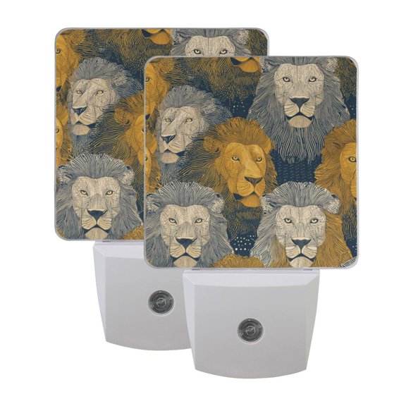 Night Light 3x4.5x1.4In LED Sensor Night Light Instruction Bedroom Baby Room Stairway Hallway Entry Night Light Beautiful Yellow Lion