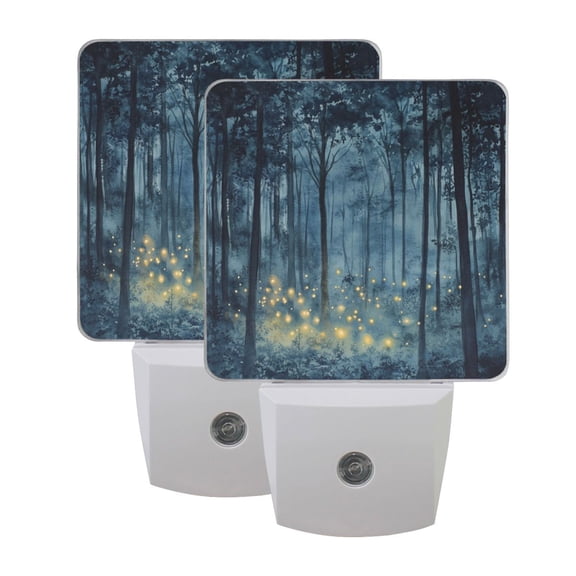 Night Light 3x4.5x1.4In LED Sensor Night Light Instruction Bedroom Baby Room Stairway Hallway Entry Night Light Blue Firefly Forest