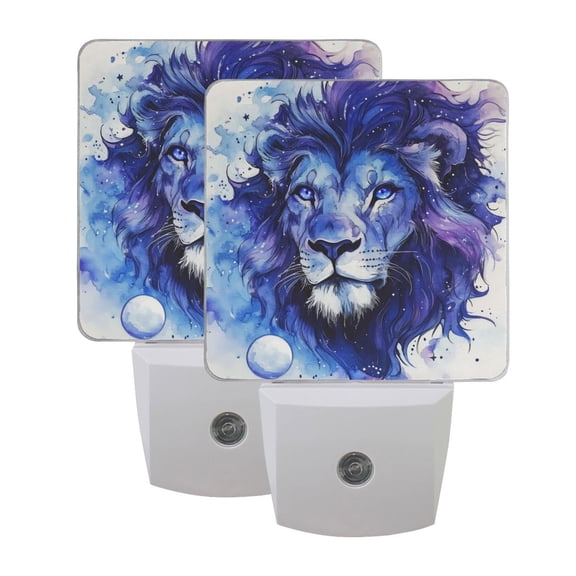 Night Light 3x4.5x1.4In LED Sensor Night Light Instruction Bedroom Baby Room Stairway Hallway Entry Night Light Blue Lion Pattern