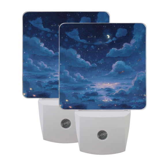 Night Light 3x4.5x1.4In LED Sensor Night Light Instruction Bedroom Baby Room Stairway Hallway Entry Night Light Blue Night Sky