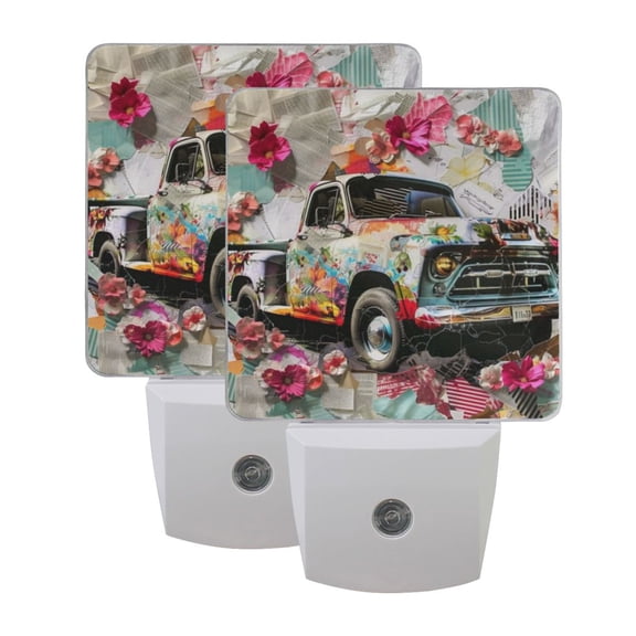 Night Light 3x4.5x1.4In LED Sensor Night Light Instruction Bedroom Baby Room Stairway Hallway Entry Night Light Blue Pickup Truck and Cutting Paper