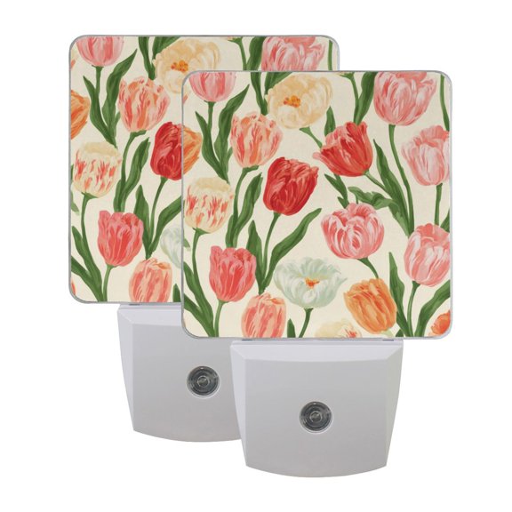 Night Light 3x4.5x1.4In LED Sensor Night Light Instruction Bedroom Baby Room Stairway Hallway Entry Night Light Bright Pink Tulip Patch