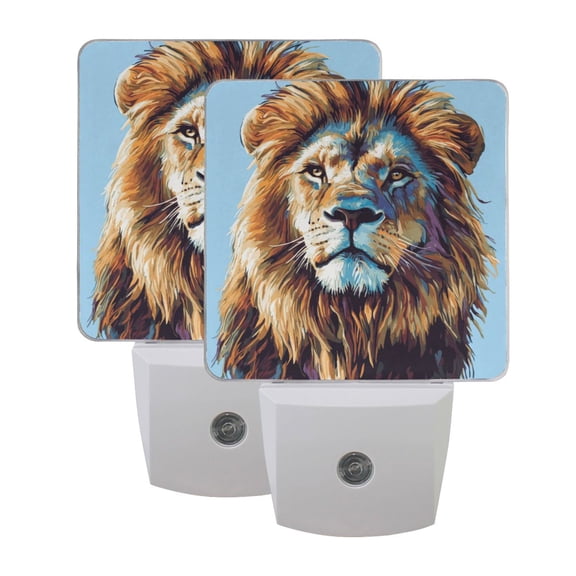 Night Light 3x4.5x1.4In LED Sensor Night Light Instruction Bedroom Baby Room Stairway Hallway Entry Night Light Brown Lion Face