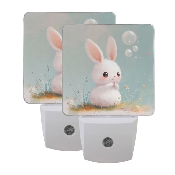 Night Light 3x4.5x1.4In LED Sensor Night Light Instruction Bedroom Baby Room Stairway Hallway Entry Night Light Bubble Bunny Cartoon