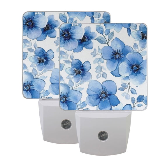 Night Light 3x4.5x1.4In LED Sensor Night Light Instruction Bedroom Baby Room Stairway Hallway Entry Night Light Cartoon Blue Flowers