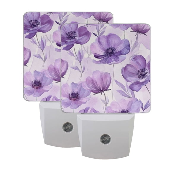 Night Light 3x4.5x1.4In LED Sensor Night Light Instruction Bedroom Baby Room Stairway Hallway Entry Night Light Cartoon Lavender Flowers Seamless