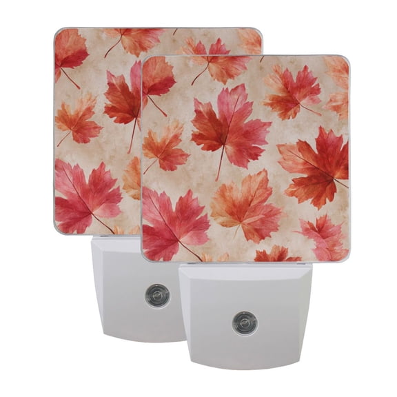 Night Light 3x4.5x1.4In LED Sensor Night Light Instruction Bedroom Baby Room Stairway Hallway Entry Night Light Cartoon Red Maple Leaf