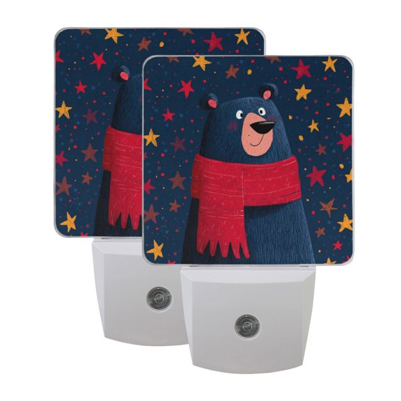 Night Light 3x4.5x1.4In LED Sensor Night Light Instruction Bedroom Baby Room Stairway Hallway Entry Night Light Christmas Blue Cartoon Bear