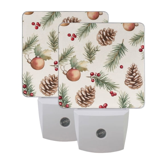 Night Light 3x4.5x1.4In LED Sensor Night Light Instruction Bedroom Baby Room Stairway Hallway Entry Night Light Christmas Pine Cone