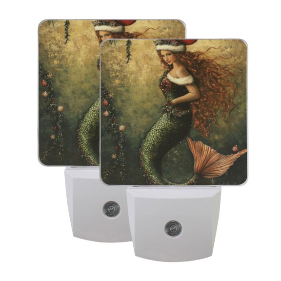 Night Light 3x4.5x1.4In LED Sensor Night Light Instruction Bedroom Baby Room Stairway Hallway Entry Night Light Christmas Pretty Mermaid