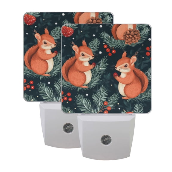Night Light 3x4.5x1.4In LED Sensor Night Light Instruction Bedroom Baby Room Stairway Hallway Entry Night Light Christmas Pretty Squirrel