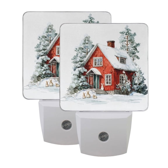 Night Light 3x4.5x1.4In LED Sensor Night Light Instruction Bedroom Baby Room Stairway Hallway Entry Night Light Christmas Red House