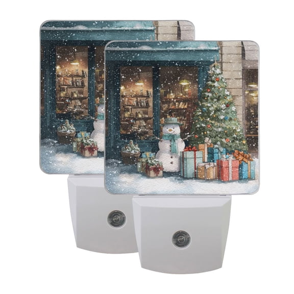 Night Light 3x4.5x1.4In LED Sensor Night Light Instruction Bedroom Baby Room Stairway Hallway Entry Night Light Christmas Snow Night