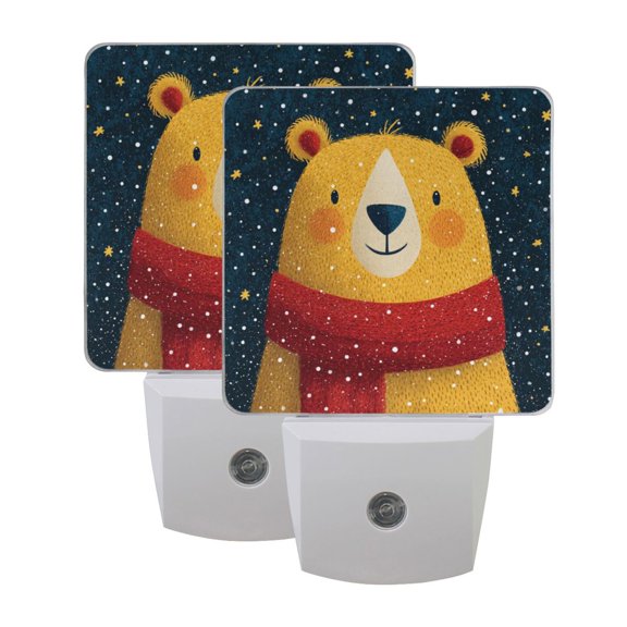 Night Light 3x4.5x1.4In LED Sensor Night Light Instruction Bedroom Baby Room Stairway Hallway Entry Night Light Christmas Yellow Bear