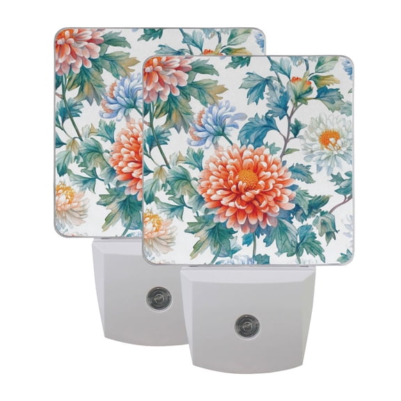 Night Light 3x4.5x1.4In LED Sensor Night Light Instruction Bedroom Baby Room Stairway Hallway Entry Night Light Chrysanthemums Maroon