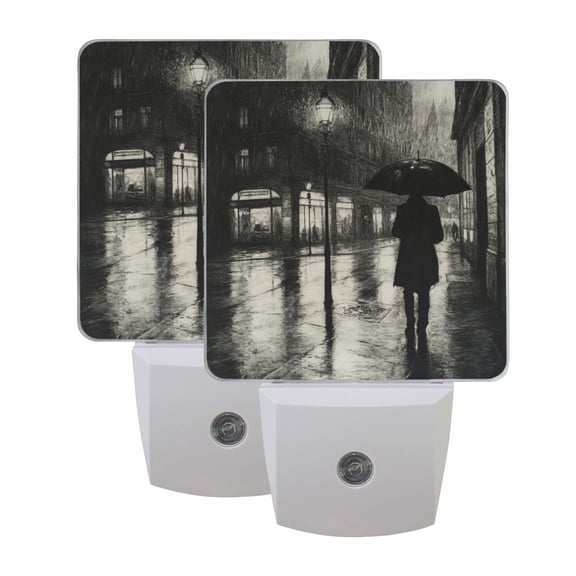 Night Light 3x4.5x1.4In LED Sensor Night Light Instruction Bedroom Baby Room Stairway Hallway Entry Night Light Cool Black Rain