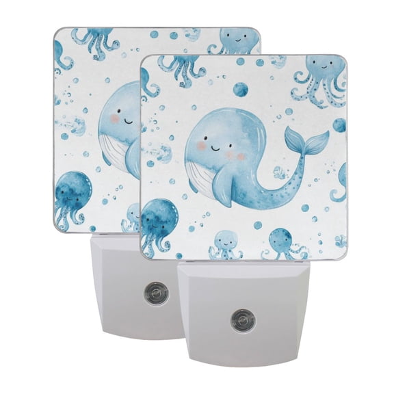 Night Light 3x4.5x1.4In LED Sensor Night Light Instruction Bedroom Baby Room Stairway Hallway Entry Night Light Cool Whale