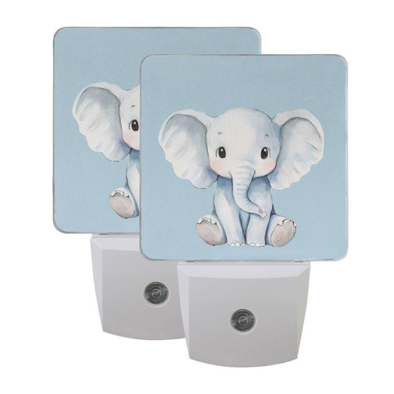Night Light 3x4.5x1.4In LED Sensor Night Light Instruction Bedroom Baby Room Stairway Hallway Entry Night Light Cute Cartoon Elephant Pattern