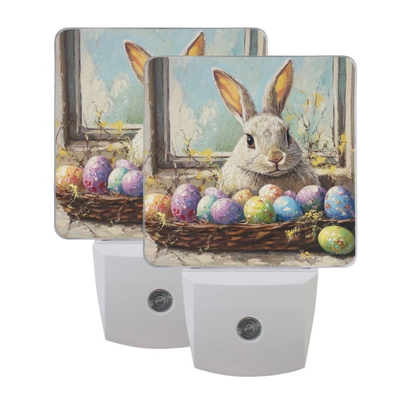 Night Light 3x4.5x1.4In LED Sensor Night Light Instruction Bedroom Baby Room Stairway Hallway Entry Night Light Cute Easter Bunny and Eggs