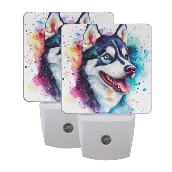Night Light 3x4.5x1.4In LED Sensor Night Light Instruction Bedroom Baby Room Stairway Hallway Entry Night Light Cute Husky
