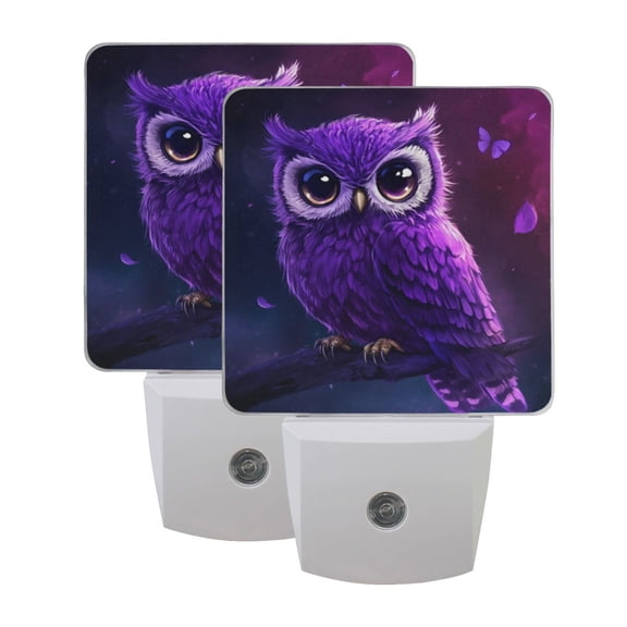 Night Light 3x4.5x1.4In LED Sensor Night Light Instruction Bedroom Baby Room Stairway Hallway Entry Night Light Cute Purple Cartoon Owl