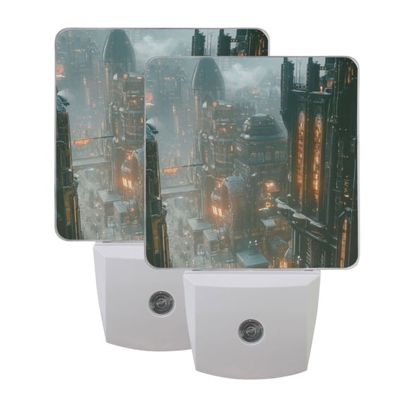 Night Light 3x4.5x1.4In LED Sensor Night Light Instruction Bedroom Baby Room Stairway Hallway Entry Night Light Cyberpunk City