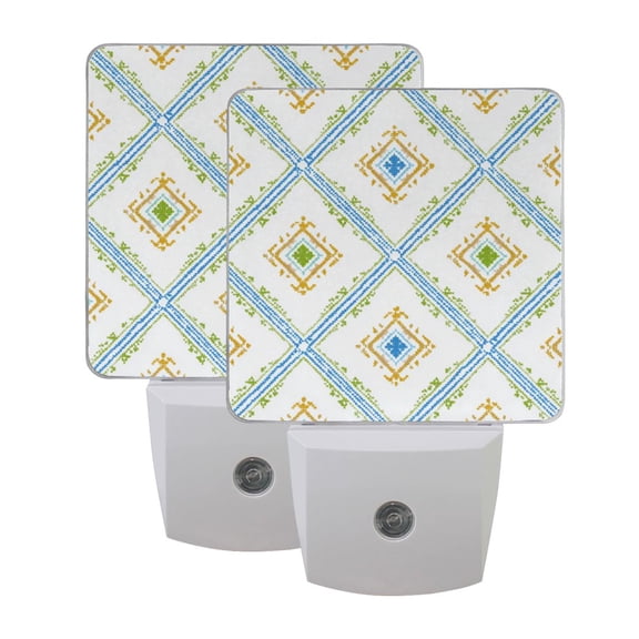 Night Light 3x4.5x1.4In LED Sensor Night Light Instruction Bedroom Baby Room Stairway Hallway Entry Night Light Diamond Lattice Seamless Border