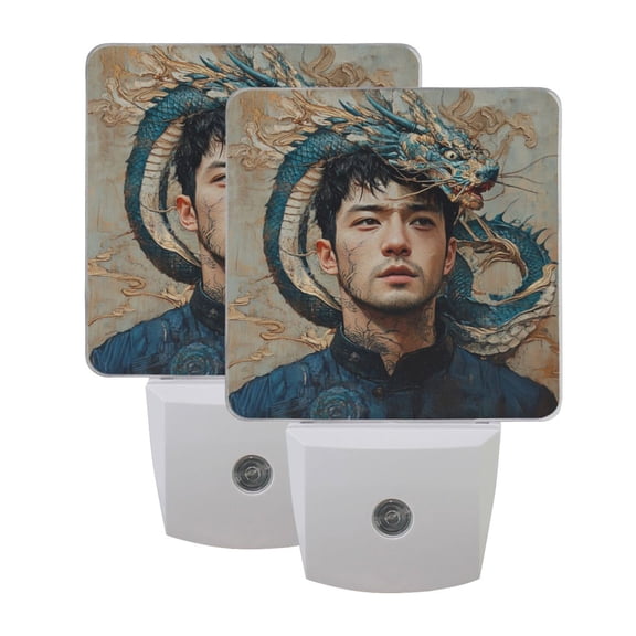 Night Light 3x4.5x1.4In LED Sensor Night Light Instruction Bedroom Baby Room Stairway Hallway Entry Night Light Dragon Man
