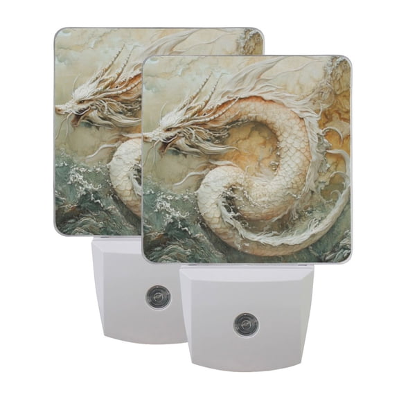 Night Light 3x4.5x1.4In LED Sensor Night Light Instruction Bedroom Baby Room Stairway Hallway Entry Night Light Dragon and Sea