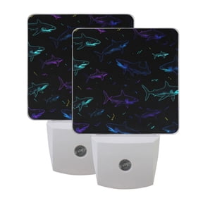 Night Light 3x4.5x1.4In LED Sensor Night Light Instruction Bedroom Baby Room Stairway Hallway Entry Night Light Fierce Shark Pattern Design