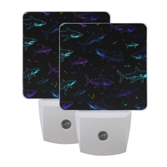 Night Light 3x4.5x1.4In LED Sensor Night Light Instruction Bedroom Baby Room Stairway Hallway Entry Night Light Fierce Shark Pattern Design