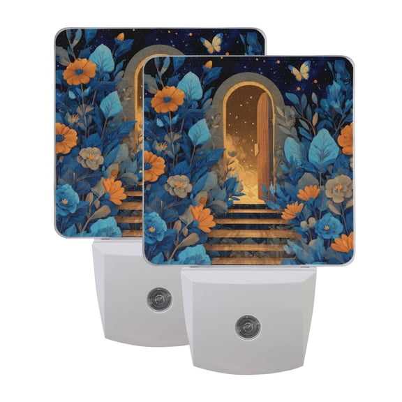 Night Light 3x4.5x1.4In LED Sensor Night Light Instruction Bedroom Baby Room Stairway Hallway Entry Night Light Golden Door Dream World Steps