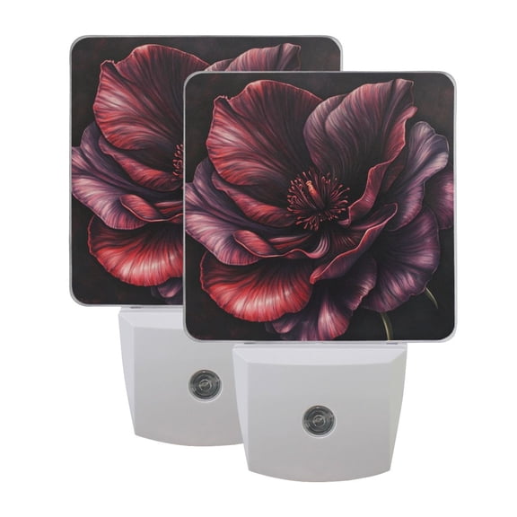Night Light 3x4.5x1.4In LED Sensor Night Light Instruction Bedroom Baby Room Stairway Hallway Entry Night Light Large Crimson Flowers