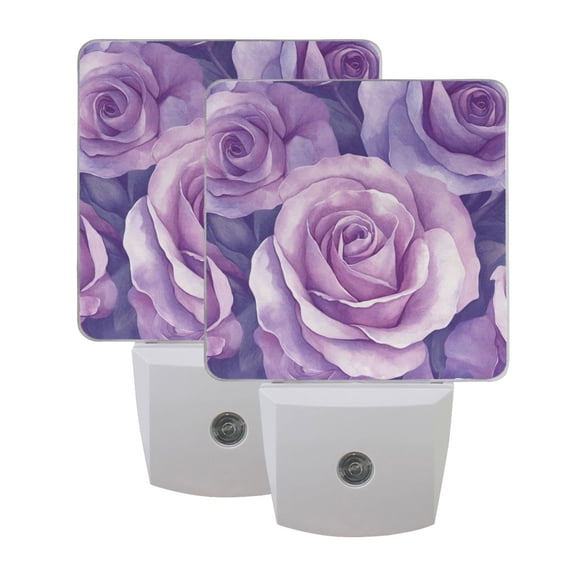 Night Light 3x4.5x1.4In LED Sensor Night Light Instruction Bedroom Baby Room Stairway Hallway Entry Night Light Lavender Roses