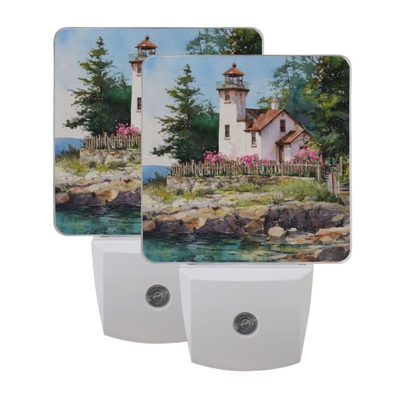 Night Light 3x4.5x1.4In LED Sensor Night Light Instruction Bedroom Baby Room Stairway Hallway Entry Night Light Lighthouse Brown Roof