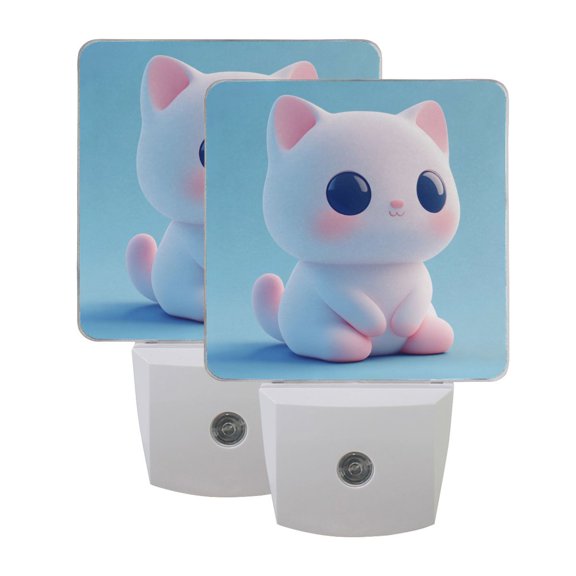Night Light 3x4.5x1.4In LED Sensor Night Light Instruction Bedroom Baby Room Stairway Hallway Entry Night Light Little White Cartoon Cat
