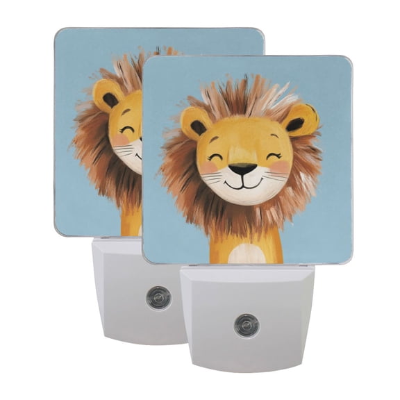 Night Light 3x4.5x1.4In LED Sensor Night Light Instruction Bedroom Baby Room Stairway Hallway Entry Night Light Lovely Yellow Lion