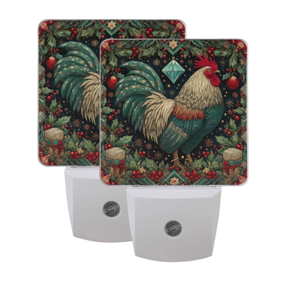 Night Light 3x4.5x1.4In LED Sensor Night Light Instruction Bedroom Baby Room Stairway Hallway Entry Night Light Magical Christmas Beautiful Rooster