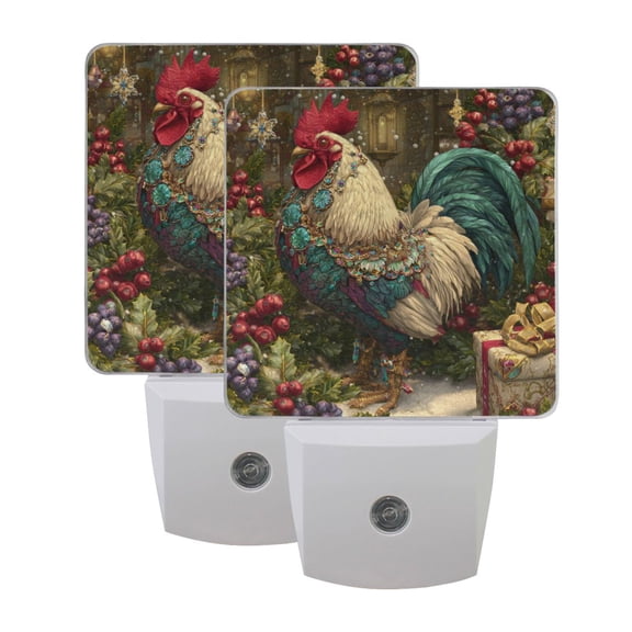 Night Light 3x4.5x1.4In LED Sensor Night Light Instruction Bedroom Baby Room Stairway Hallway Entry Night Light Magical Christmas Rooster