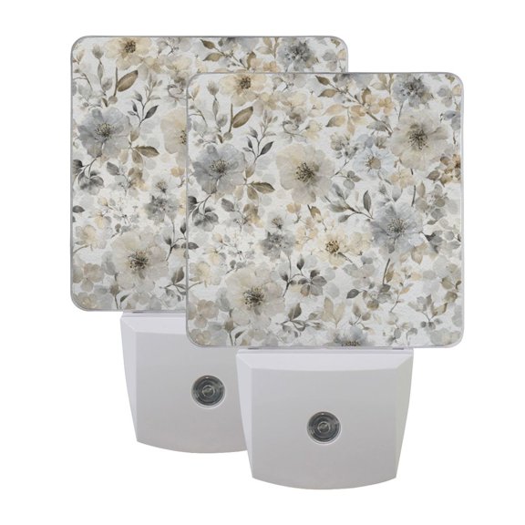 Night Light 3x4.5x1.4In LED Sensor Night Light Instruction Bedroom Baby Room Stairway Hallway Entry Night Light Muted Gray Flowers Bouquet