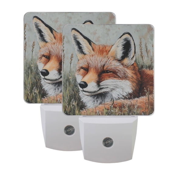 Night Light 3x4.5x1.4In LED Sensor Night Light Instruction Bedroom Baby Room Stairway Hallway Entry Night Light Orange Big Fox