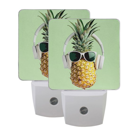 Night Light 3x4.5x1.4In LED Sensor Night Light Instruction Bedroom Baby Room Stairway Hallway Entry Night Light Pineapple Headphones