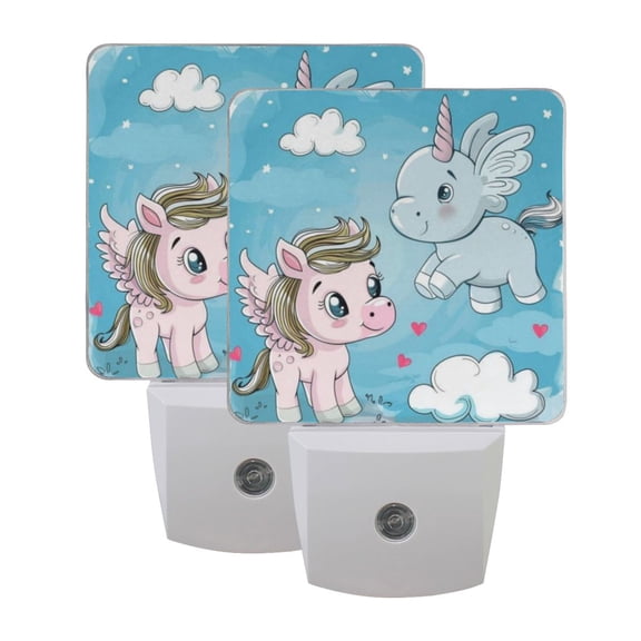 Night Light 3x4.5x1.4In LED Sensor Night Light Instruction Bedroom Baby Room Stairway Hallway Entry Night Light Pink Pegasus and Blue Pegasus
